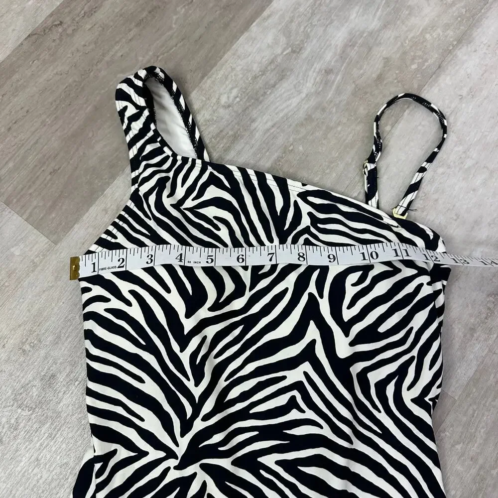 Kate Spade One Shoulder Zebra Print One Piece Swimsuit